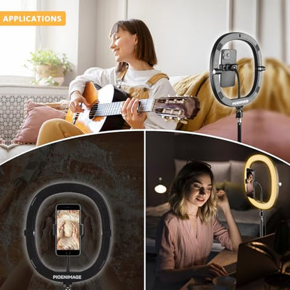 12" Selfie Ring Light with 59" Tripod Stand and Phone Holder, Dimmable LED Circle Lights Phone Ring Light Tripod for Photography, Video Recording, Live Stream, Makeup