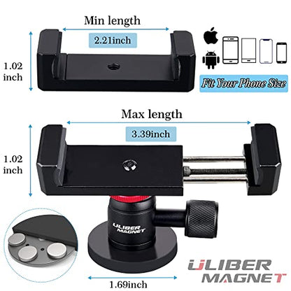 ULIBERMAGNET Magnetic Phone Mount Holder, 360° Rotate with Mini Ball Head Compatible with Smartphone for Cars,Jeep,Boats, Motorcycles - style: 1.69INCH Magnetic Phone Mounts