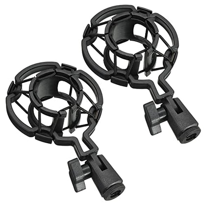 2 Pack Microphone Shock Mount Clip Universal Mic Shock Mounts Holder Anti-Vibration Spider Bracket for Handheld Microphone Dynamic Mic Stand Stereo Diaphragm Condenser Microphone Boom Arm