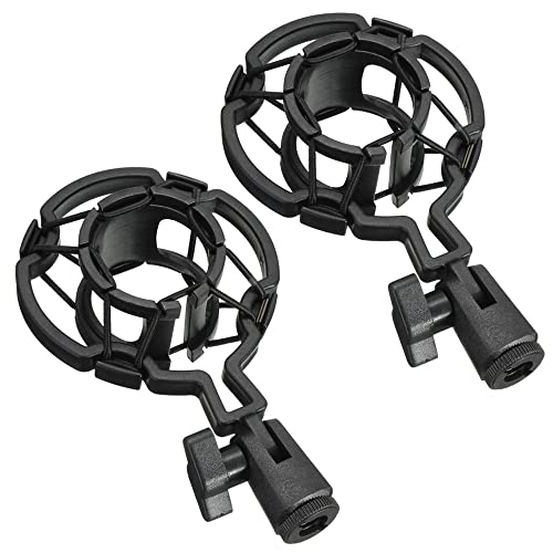 2 Pack Microphone Shock Mount Clip Universal Mic Shock Mounts Holder Anti-Vibration Spider Bracket for Handheld Microphone Dynamic Mic Stand Stereo Diaphragm Condenser Microphone Boom Arm