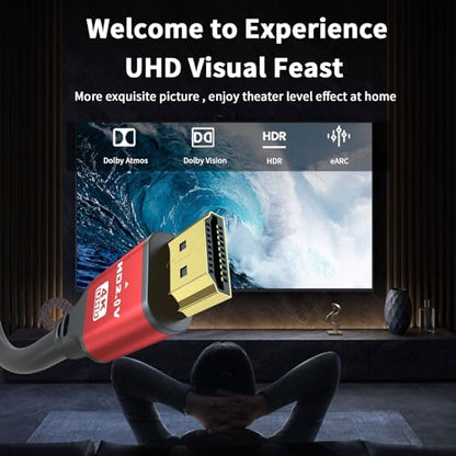 35FT Long HDMI Cable 4K60Hz, High Speed 4K HDMI Cable with Gold Plated Connectors, Red Aluminum Housing, for Ceiling Projector, Wall Mount TV, Home Theater, Conference Room, Classroom Setup. - size: 35FT