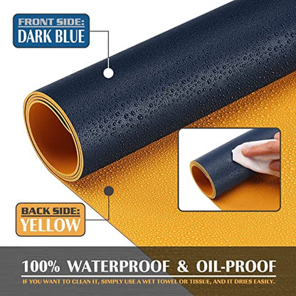 K KNODEL Large Office Leather Desk Mat, Mouse and Keyboard Pad, Computer and Laptop Mat, Desktop Protector and Cover, Writing Pad and Blotter (35.4"x17", Dark Blue) - color: Dark Blue, size: 35.4" x 17"