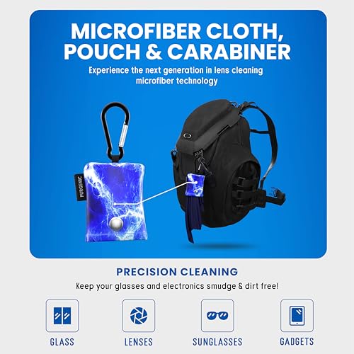 Microfiber Cloth & Glasses Wipes (3 Pack) Lens & Glasses Cleaning Cloth - Eyeglass Cleaner - Camera Lenses & Gadget Delicate Screens - Blue - color: Blue Lightning, size: 3 Pack