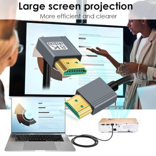 Cable HDMI 2.1 Male to HDMI Male 8K 60hz Stretch Coiled Cable Up Angled 90 Degree for HDTV Computer Laptop Monitor - style: HDMI Up Angled