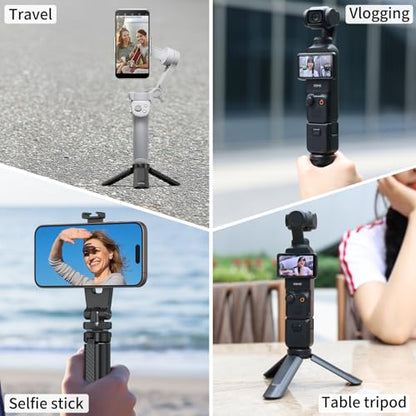 VRIG TP05S Mini Tripod for DJI OSMO Pocket4 & Pocket3,Portable Pocket Stand Desk Small Handheld Selfie Stick with 1/4" Screw Vlog for Insta360 Luna Ultra,Insta360 X5/X4/X3 /DJl Osmo Action 6/5Pro/4/3