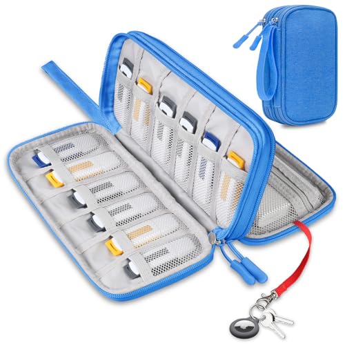 Lacdo USB Flash Drive Case Thumb Drive Holder Case Organizer Portable Electronic Accessories Storage Bag for SanDisk/SamData/Samsung USB Flash Drives Jump Drive Memory Stick, Cable, Medium Size-Blue - color: Blue, size: Medium