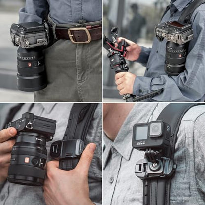 PGYTECH Beetle Camera Clip with Plate for Cameras & Action Camera Quick Release System for Sony, Nikon, Fuji, DSLR Action Camera Backpack Camera Strap Mount (for Action Camera&Cameras) - style: Camera Clip V1 for Action Camera