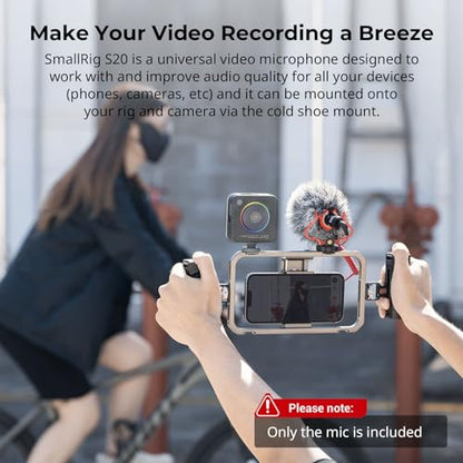 SMALLRIG Shotgun Mic for Camera, Video Microphone for DSLR & for iPhone, Camera Microphone for Sony and for Canon, with Shock Mount, Deadcat Windscreen, Dual Channel for Vlogging and Interview