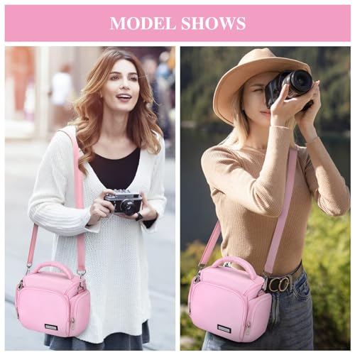 G-raphy Camera Bag Case Pink Small Photography Bags DSLR SLR MIRRORLESS BAG with Removal Straps - color: Pink