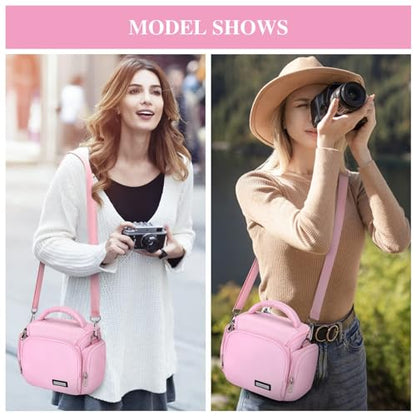 G-raphy Camera Bag Case Pink Small Photography Bags DSLR SLR MIRRORLESS BAG with Removal Straps - color: Pink