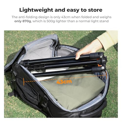 K&F CONCEPT Extendable Photography Stand, Adjustable 6.56ft/78.7"/2M Aluminum Tripod with 1/4" Screw,Reversible Portable Studio Lighting Tripod for Strobe Light/Webcams/Cameras with Bag(2-Pack)