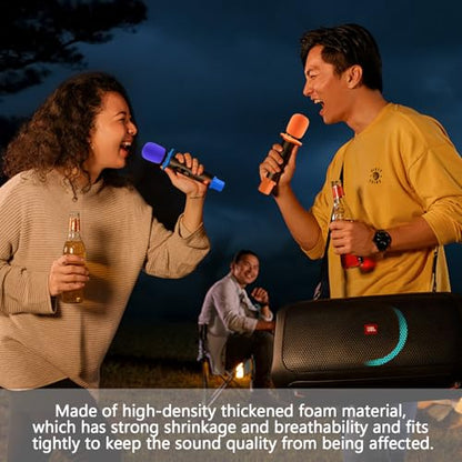 Bonsicoky 4 Set Microphone Protection Foam Mic Cover - Including 4 Pcs Foam Microphone Windscreen Cover - 4 Pcs Silicone Rings - 4 Pcs Bottom Rod Sleeve Holder - size: 4 Set