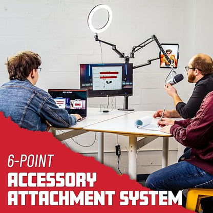 Gator Frameworks 6-in-1 Content Creator and Streaming Desktop Stand Set – Includes Smartphone Clamp, Laptop Clamp, Ring Light, and More! (GFW-STREAMSTAND) - style: Table Mount