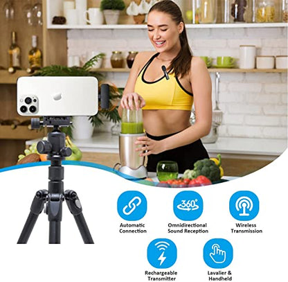 KASHEVI Wireless Lavalier Microphone for iPhone 14 Below - Mini Phone Microphones for Video Recording - 2 Clip on Lav Mic for YouTube Interview Vlog