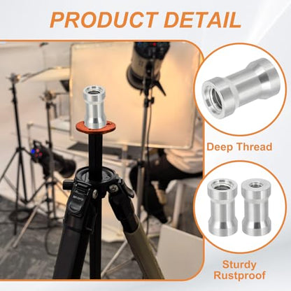 PATIKIL Camera Spigot Screws Converter 1/4" to 3/8" Female to Female, 6 Pack Tripod Screw Adapter Spigot Stud for Light Stand Hot Shoe Cold Shoe Adapter Ball Head Flash, Silver