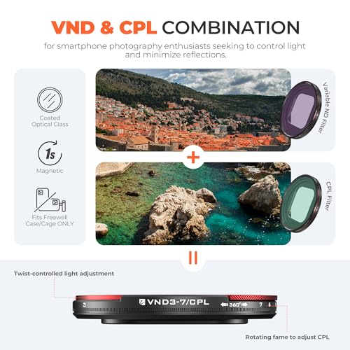 Freewell Sherpa VND/CPL 3-7 Stops Compatible only with Freewell Sherpa iPhone Series Cases & Genius Rig Cage - style: VND/CPL 3-7 Stops