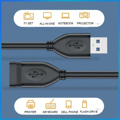 USB extension cable, (2 PACK 1FT) USB 3.0 male to female extension cable withstands fast data transfer compatible with USB keyboard, mouse, webcam, camera, phone, USB hub, printer, hard drive, etc