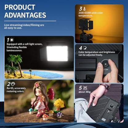 Video Light Panel Photography Lights Bi-Color Dimmable 2500-6500K Led Camera Studio Streaming Lighting Photo Shooting