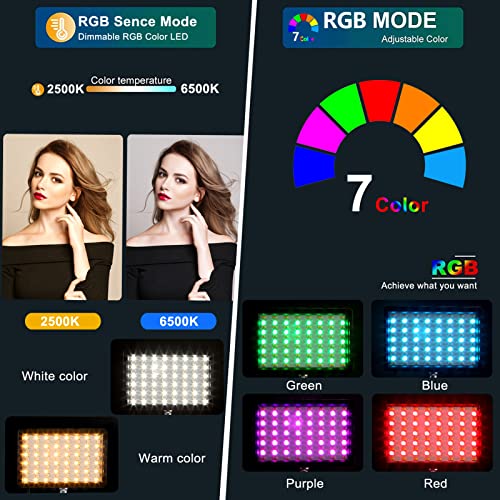 2 Packs RGB LED Video Light with Adjustable Tripod Stand/White Filters, Dimmable 2500-6500K USB Video Conference Lighting Kit for YouTube Photography/Game Zoom Live, Streaming,TikTok, 1.6M