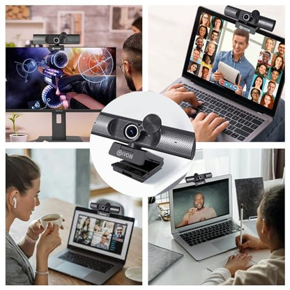 Webcam with Microphone and Speaker, 1080P Web Camera for Desktop Computer Laptop, USB Camera with Physical Privacy Cover,Plug and Play, Streaming Webcam, Wide Angle PC Cam (1080p mic Speaker)