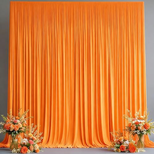 10x10FT Backdrop Curtains with Rod Pockets - Wrinkle Free Photo Stage Backdrop 2 Panels Curtains Drapes for Photography Wedding Party Baby Shower Decorations (Orange) - color: Orange, size: W5' x H10'(2 panels)