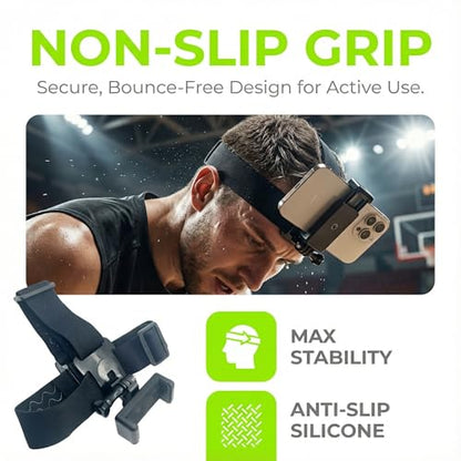 Adjustable Head-Mounted Camera Holder for Cell Phones - Head Mount Strap Bracket for First-Person View Video Shooting - Compatible with most mobile phones and cameras (4"-7")