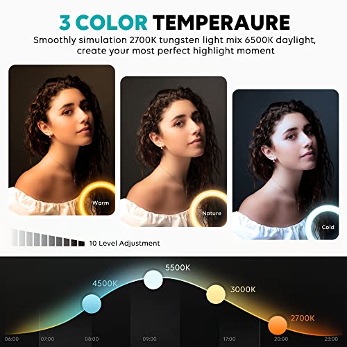 Weilisi 10" Ring Light with Stand 72'' Tall & Phone Holder,38 Color Modes Selfie Light with Tripod Stand,Stepless Dimmable/Speed LED Ring Light for iPhone & Android,YouTube, Makeup,TIK Tok - color: RGB colors