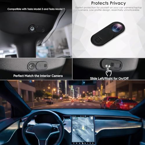 Ultra-Thin (6 Pack) webcam cover Slide for Tesla Model 3 / Y Interior Cabin Camera, Laptop iPhone iPad MacBook Pro Computer iMac Cell Phone PC Accessories Camera Cover Blocker Slider,Great for Privacy
