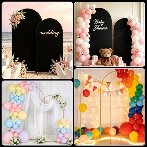2 Pack Arch Backdrop Stand and Cover Set (7.2FT/6FT), Balloon Arch Stand, Metal Background Arch Stand, Backdrop Arch Frame, Wedding Arch for Backdrop (Black Cover) - color: Arch with Black Cover-(7.2FT/6FT)