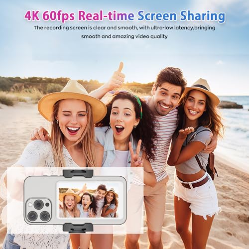 Vlog Selfie Monitor Screen Pro, Built-in Speaker and 360° Auto Face Tracking Tripod, Magnetic Phone Vlog Selfie Monitor Screen 4K 60fps, Magnetic Vlogging Kit for iPhone/Android