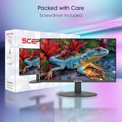 Sceptre New 22-Inch Gaming Monitor, FHD 1080p, Up to 144Hz, HDMI, DisplayPort, Built-in Speakers, Machine Black (E225W-FW144 Series, 2026) - size: 22
