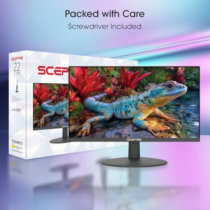 Sceptre New 22-Inch Gaming Monitor, FHD 1080p, Up to 144Hz, HDMI, DisplayPort, Built-in Speakers, Machine Black (E225W-FW144 Series, 2026) - size: 22