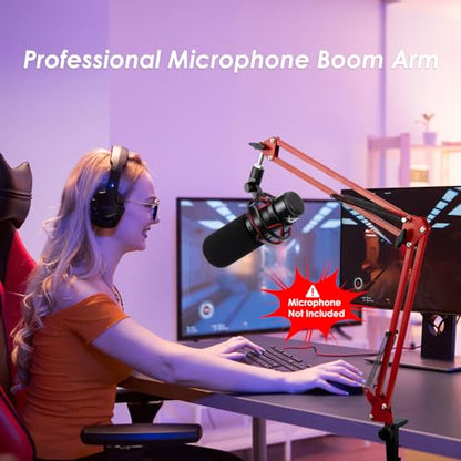 Red Mic Arm Compatible with HyperX QuadCast S - Premium QuadCast S Microphone Boom Arm for Gaming, Streaming by YOUSHARES - color: Red