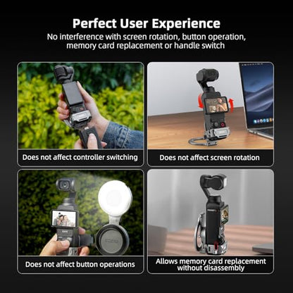 BRDRC Pocket 3 4 Magnetic Mount, Phone Holder for MagSafe Aluminum Alloy Magnet Expansion Adapter with Cold Shoe for DJI OSMO Pocket 3 4 Creator Combo/For Xtra Muse accessories (with Protective Cover)