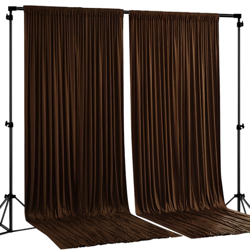 Dark Brown Backdrop Curtains-Wrinkle-Free Polyester Photography Drapes Party Curtain Background for Baby Shower Wedding Decorations- 8 X10FT - color: Dark Brown, size: W4' x H10'(2 panels)