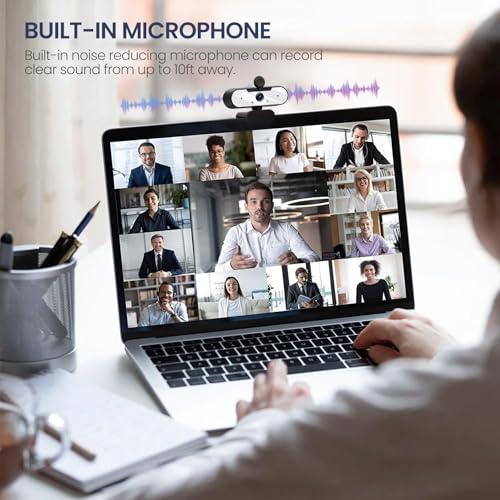 USB HD 1080P Video Webcam and Wide Angle Camera with Built-in Microphone and Rotatable Tripod,for Laptop Computer or Desktop PC,Great for Live Streaming.Calls.Video Conferencing(White)