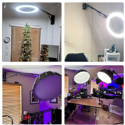55W 18-inch Folding Ring Light (43.3" Wall Mount for Ring Light) - size: 43.3" Wall Mount for Ring Light