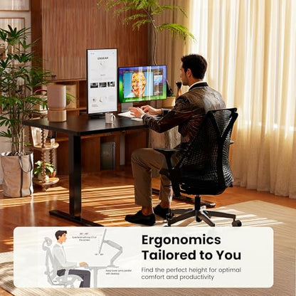 ErGear Height Adjustable Electric Standing Desk, 40 x 24 Inches Sit Stand up Desk, Memory Computer Home Office Desk, Carbon Fiber Black - color: Carbon Fiber Black, size: 39.4 X 23.6 Inches