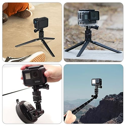 HSU Aluminum 1/4 inch 20 Camera Mount, 360 Degree Rotation Tripod Adapter Fits GoPro Hero, DJI Osmo Action Camera Insta360 Ace Pro AKASO Campark and Other Standard 1/4 Accessories