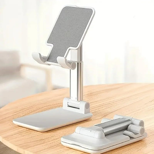 Cell Phone Folding Stand for Desk, Foldable Cell Phone Holder Mobile Stand Phone Dock, Multi-Angle Universal Adjustable Tablet Holder Compatible with Most Cellphone and Tablet(White) - color: White