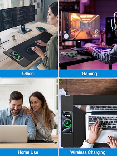 TopMade Wireless Charging Mouse Pad, Gaming Mousepad with Ultra-Smooth Surface, Non-Slip Base, Waterproof Computer Desk Pad, 31.5"x15.8" XXL Large Desk Mat for MacBook, PC, Laptop - color: Classic-31.5"x15.8"