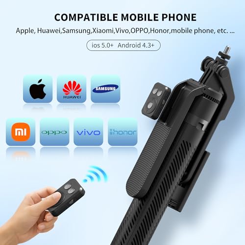 70" Phone Tripod Stand with Wireless Remote, Selfie Stick for iPhone Samsung Android, Portable Cell Phone Holder for Video Recording Photos Vlogging Travel