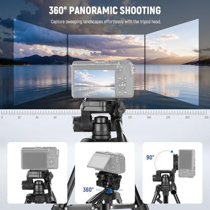 NEEWER Entry Level Version Mini Desk Phone Tripod Compatible with iPhone for Video Recording, Small Compact Table Top DSLR Camera Camcorder Webcam Stand, 3 Way Pan Tilt Head & Cell Phone Holder, TP52 - style: TP52