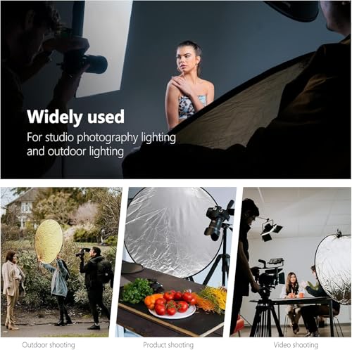 NEEWER 43 Inch/110 Centimeter Light Reflector Diffuser 5 in 1 Collapsible Multi Disc with Bag - Translucent, Silver, Gold, White, and Black for Studio Photography Lighting Outdoor - size: 110cm