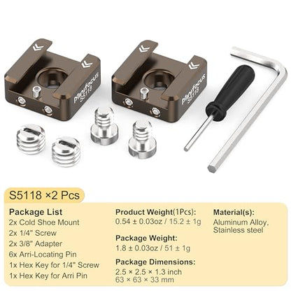 MINIFOCUS Cold Shoe Mount(2 Pack), 1/4"-20 Screw with Locating Pins Compatible for ARRI Standard Mounting Points, with 3/8"-16 Adapter for Camera Cage Flash LED Monitor Microphone - style: Sienna 2 PCS