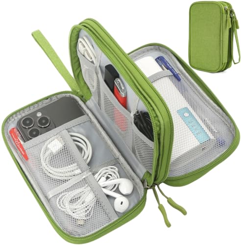 CAAORDKSO Electronic Organizer Travel USB Cable Accessories Bag/Case, Waterproof Electronics Accessories Case Organizer Bag for Cable, Cord, Charger, Phone, Power Bank, Earphone (Grass Green, Large) - color: Grass Green, size: Large