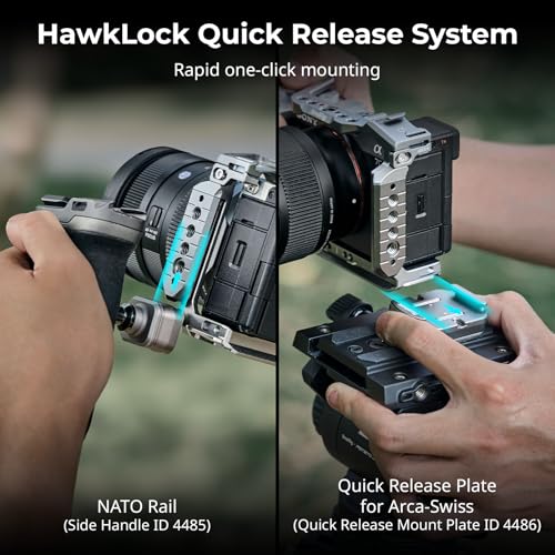 SmallRig HawkLock Quick Release Camera Cage Kit for Sony A7C II/ A7CR with Integrated Silicone Grip, Full Access Vlog Making Cage for Sony Alpha 7C II/Alpha 7CR with Cable Clamp for HDMI - style: HawkLock QR Cage