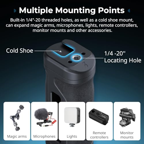 SmallRig Lightweight Mini Side Handle Kit with 1/4"-20 Screws & NATO Clamp & NATO Rail, Load Capacity Up to 10kg / 22lbs, Ergonomic Camera Handle for Left or Right Hand, Up and Down Adjustable - style: NATO + 1/4''-20 Screws