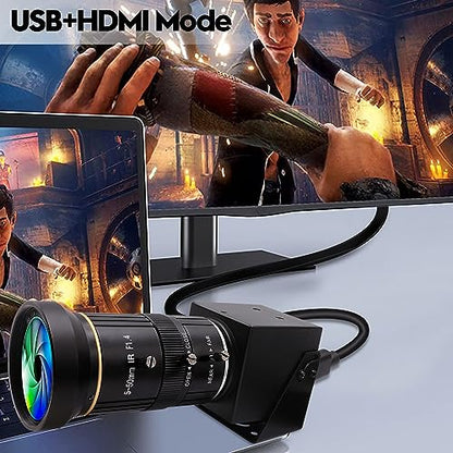 HDMI 4K USB Camera for Live Streaming 10X Variable Focus PC Webcam USB HDMI Simultaneous Output Video Conferencing Close up Zoom in and Out Web Camera for Online Teaching Training - size: 5-50mm 10X Zoom Lens