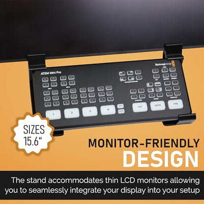 Combo Stand for Blackmagic ATEM Mini Pro and ISO Series – LCD Monitor Stand for Thin Monitors – Stable Setup with Cable Management for Streaming Broadcasting Video Production